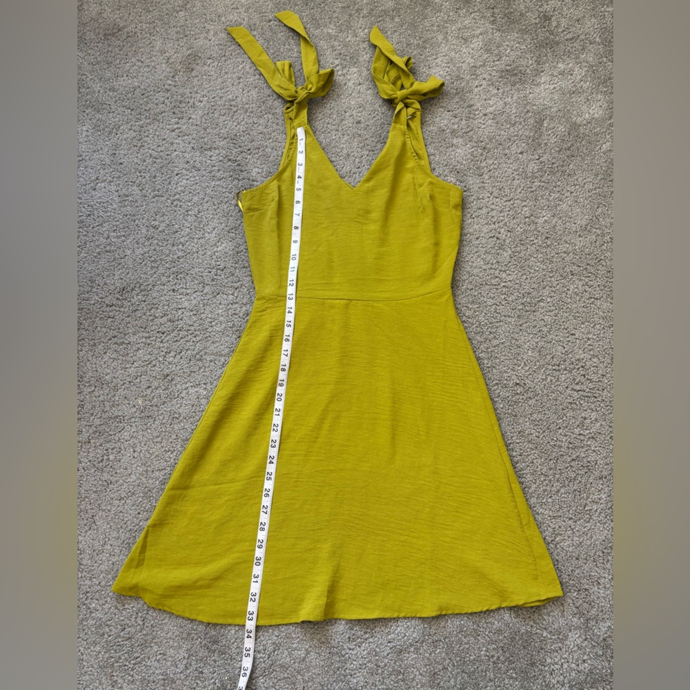 Monteau Los Angeles Tie Strap Mini Dress Size M Chartreuse A Line - Picture 10 of 10